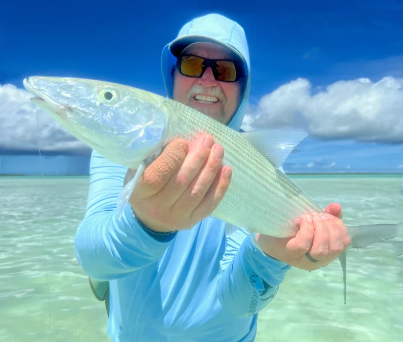 Chad with large bonefish from Christmas Island The Villages.
