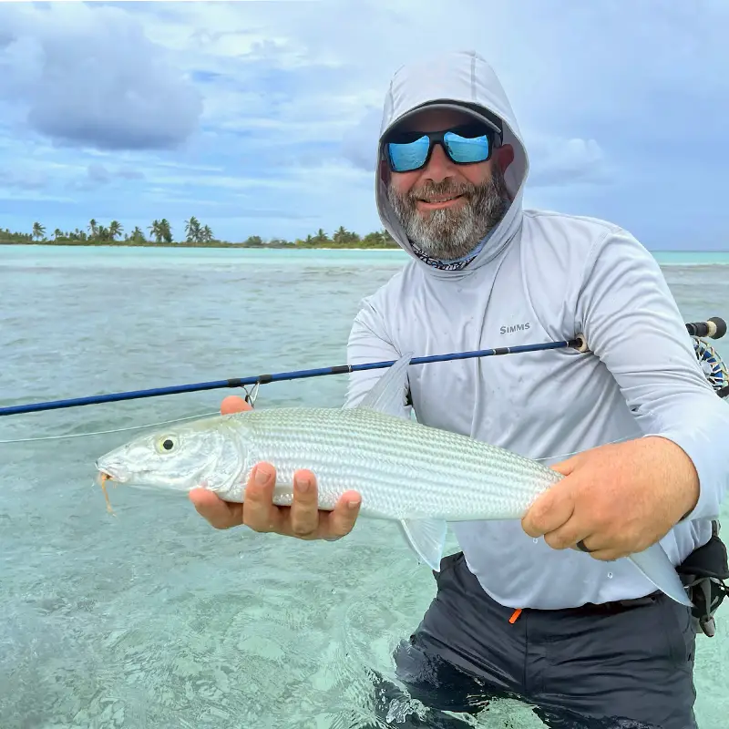 Dave with a large bonefish at The Villages on Christmas Island.