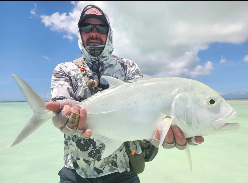 Shaun McNealey with a Giant Trevally at The Villages on Christmas Island.