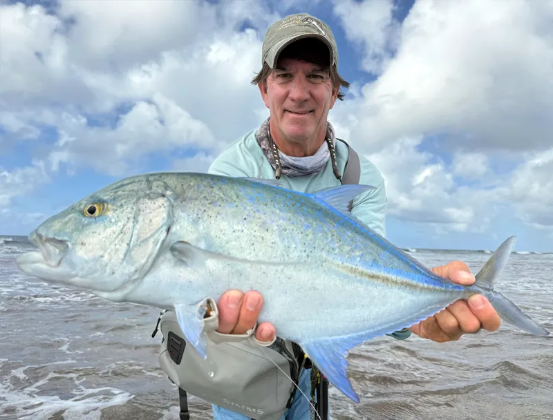 Brad Staples with bluefin trevally from Christmas Island The Villages.